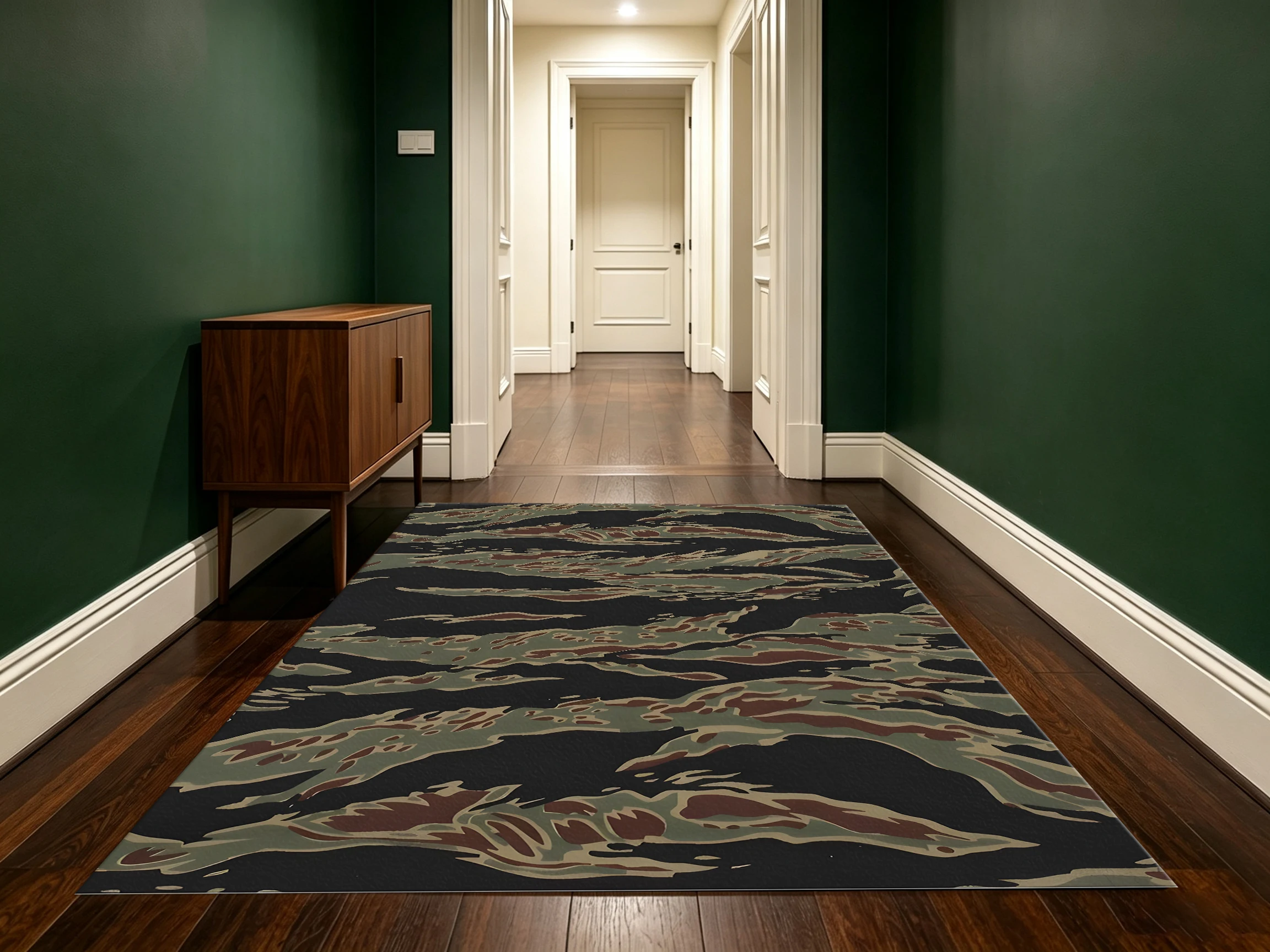 2D Carpet in Black Retro Tiger Stripe Pattern Is a Perfect Choice for Living Room and Bedroom