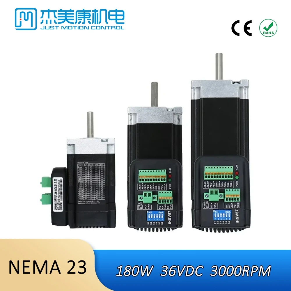 

JMC Nema23 100w 140w 180w 57mm 3000RPM 36VDC Closed Loop Integrated Servo Motor DSP Control Chip For CNC Robot Machine Kit
