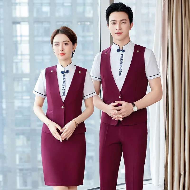 

Professional clothing Vest suit Men and women Hotel front desk work uniforms Chinese restaurant KTV bar waiter work clothes