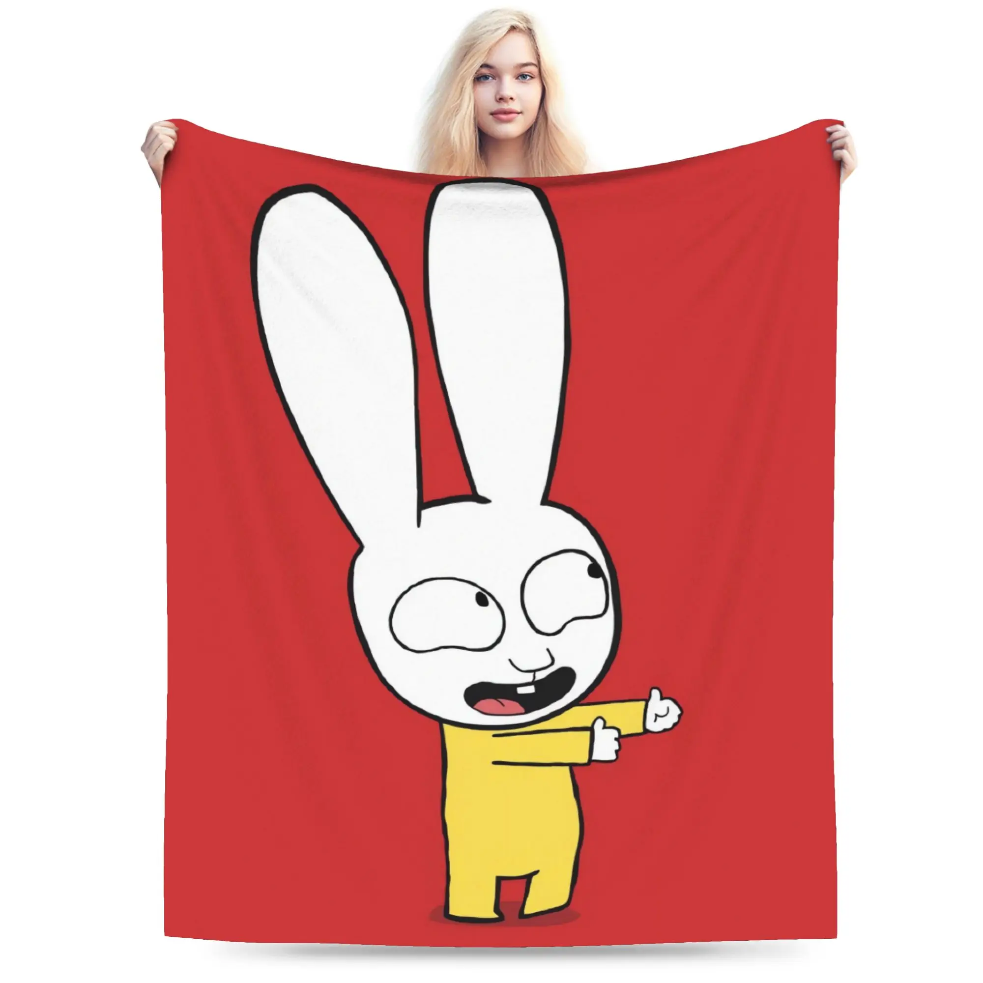 Simons Super Rabbit Plush Blanket Students  Flannel Throw Blanket For Couch Bed Warm Custom Quality Bedspread Gift Idea
