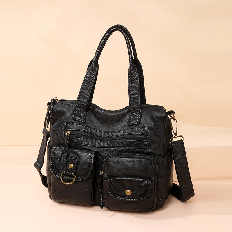 

PU Women's Messenger Bag Middle-aged Women's Large Capacity Tote Multi-layer Shoulder Bag Handbags Crossbody Bags