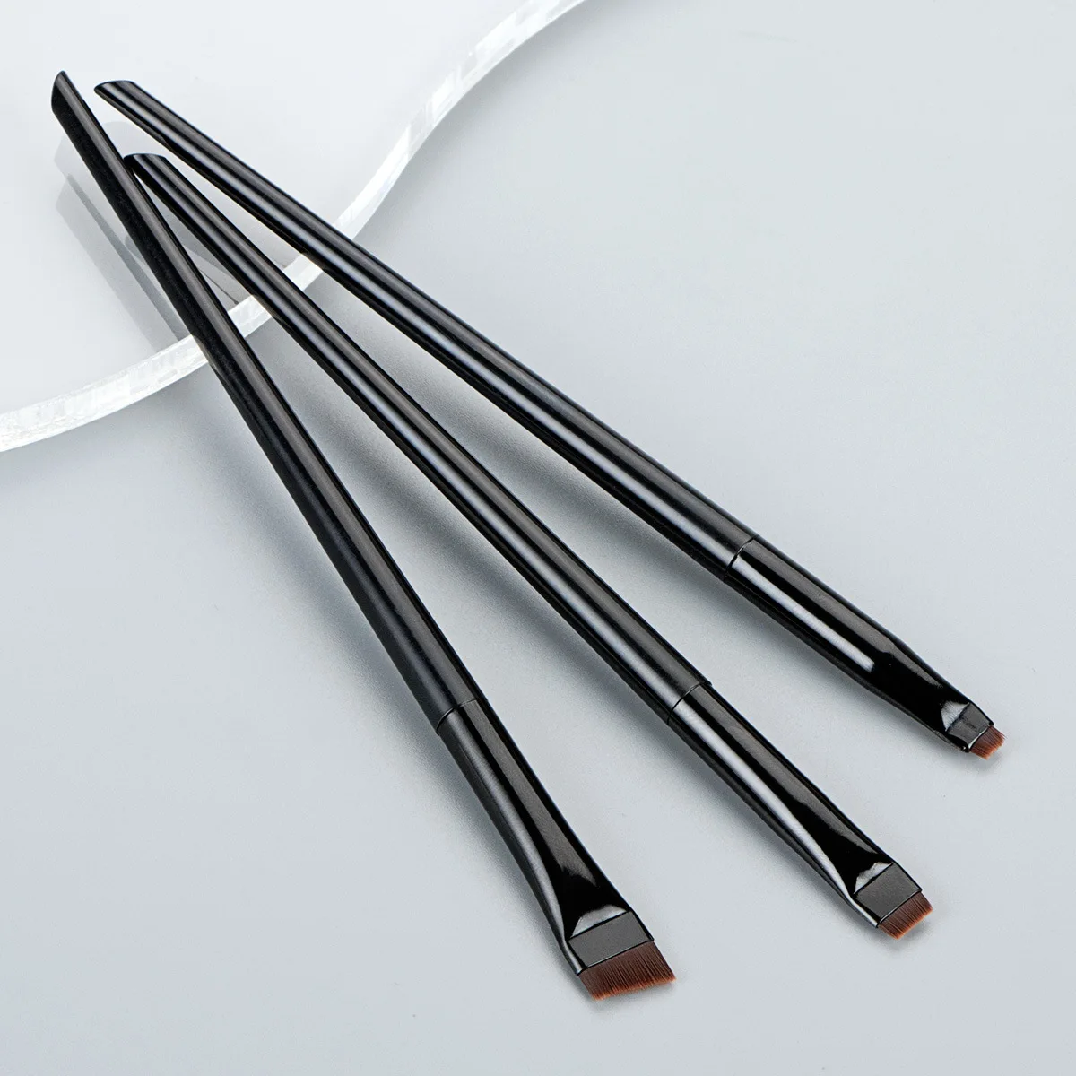 Maquillaje bonito, 3 uds., pincel delineador de ojos con borde, cabezal oblicuo, pincel para cejas, contorno, delineador de ojos, pincel ultrafino para sombra de ojos, herramientas de maquillaje
