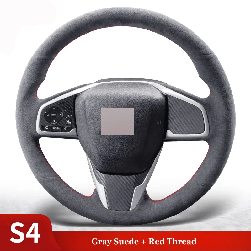 High Quality Genuine Leather Suede Steering Wheel Cover Car Accessories for Honda CIVIC 10 / CR-V CRV / CLARITY / FK8 TYPE R