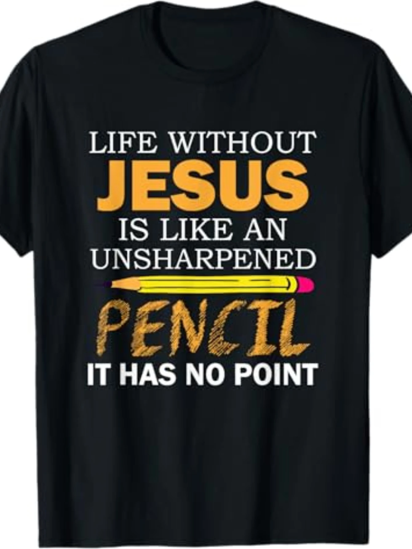 

Life Without Jesus Funny Christian Religious Faith T-Shirt Casual Crew Neck Short Sleeve Tee 100 Cotton Fabric