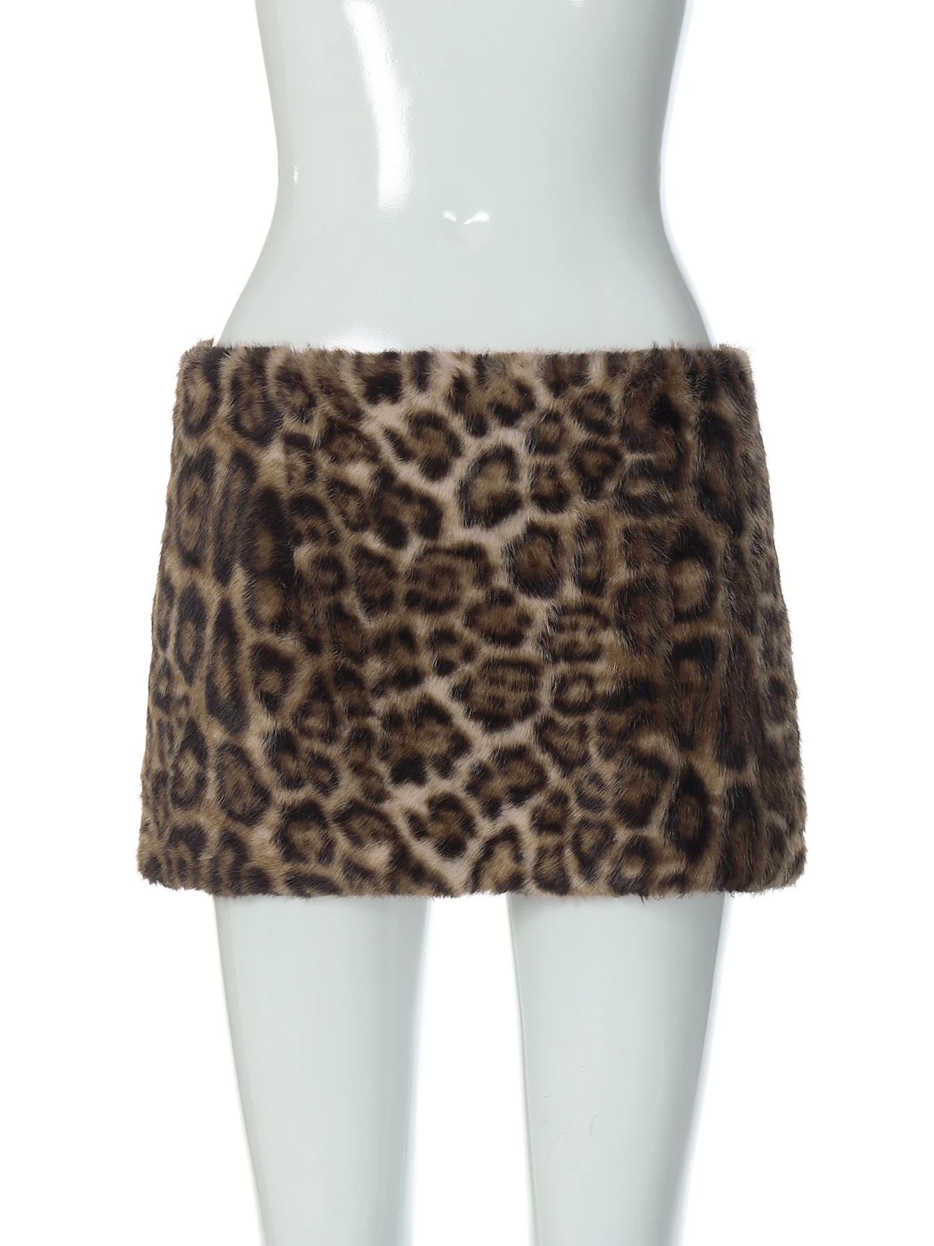 Dulzura outono moda sexy cintura alta fino ajuste leopardo impressão de pelúcia mini saia feminina casual versátil estilo rua roupas y2k