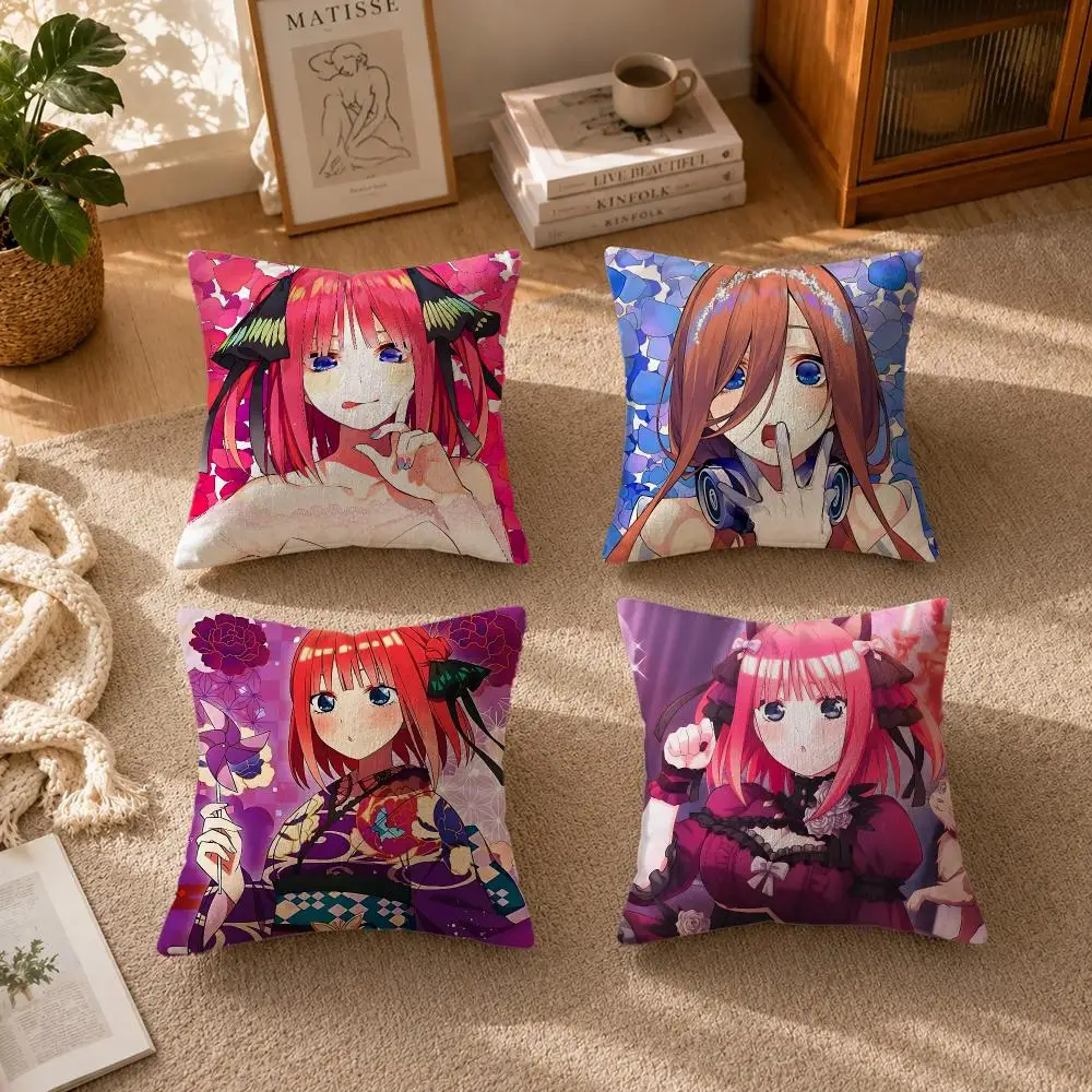 ANIME The Quintessential Quintuplets Cushion Cover Soft Short Plush Zippered Cushion Covers 40/45/50cmSquare Decor for Sofa Home