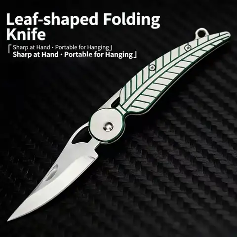 Leaf Shape Folding Utility Cutter Mini Keychain Knife Portable Stainless Steel Box Opener EDC Daily Carry Parcel Fruit Cutting P