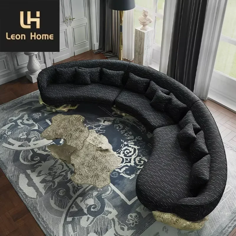 Custom Italian Sofa High Quality Brass Base Sofa Villa Living Room Furniture Sofa Set Latest Design