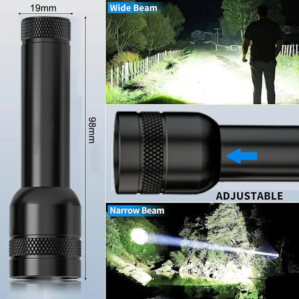 Poderosa lanterna led recarregável usb 3 modos handlight telescópica zoom tocha liga de alumínio acampamento ao ar livre lanterna de pesca