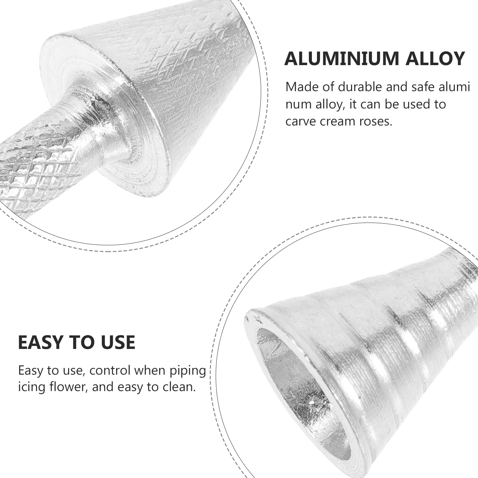 

3 Flower Nails Aluminum Alloy Sticks Reusable Baking Piping Cake Decorating Tool Silver Cone Holder Pastry Dessert