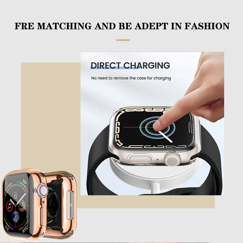 Screen Protector for Apple Watch Case 45mm 41mm 44MM 40MM 42mm 38MM Full TPU Bumper Cover Accessories Iwatch Series 9 8 7 SE 6 3