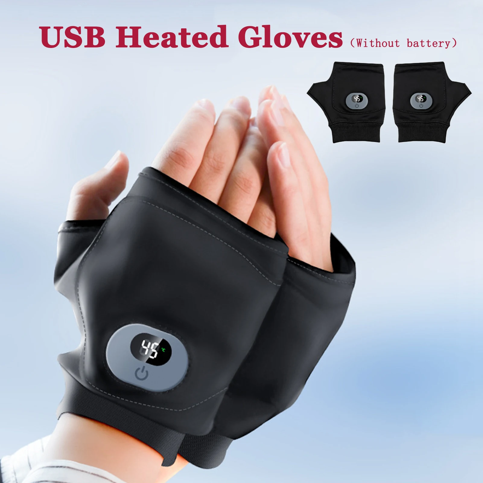 

Перчатки с USB-подогревом, грелки для рук с 3-температурным цифровым дисплеем для занятий спортом на открытом воздухе, офисной работы и зимних поездок на работу