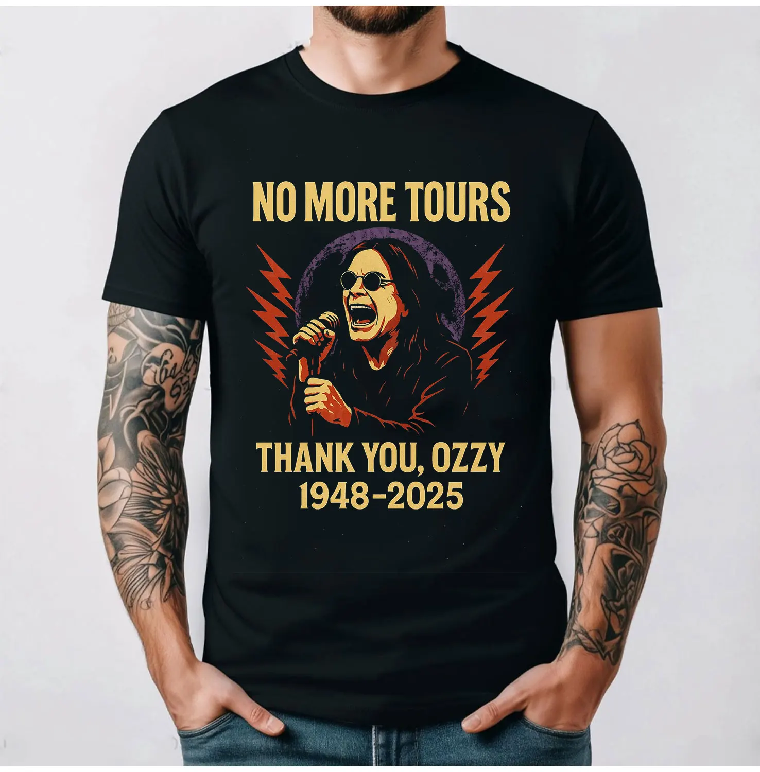 

Men's Ozzy Osbourne Tribute Cotton Tshirt 1970-2025 Retro Rock Legend RIP Black Sabbath Tour Men Clothing Graphic T Shirts Tops
