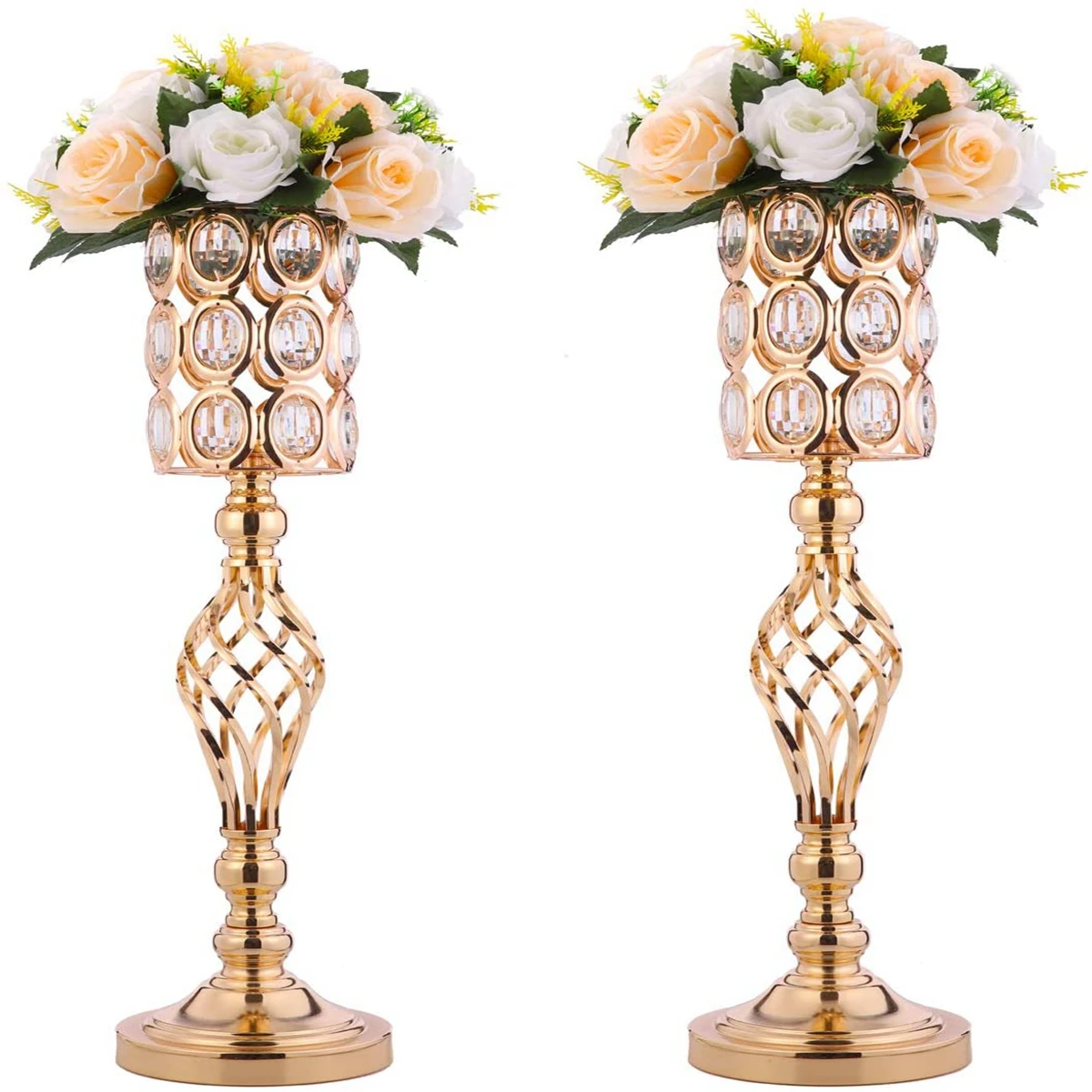 

Metal Wedding Flowerstand crystal Trumpet Vase , Table Decorative Centerpiece Artificial Flower Arrangement stand table centre