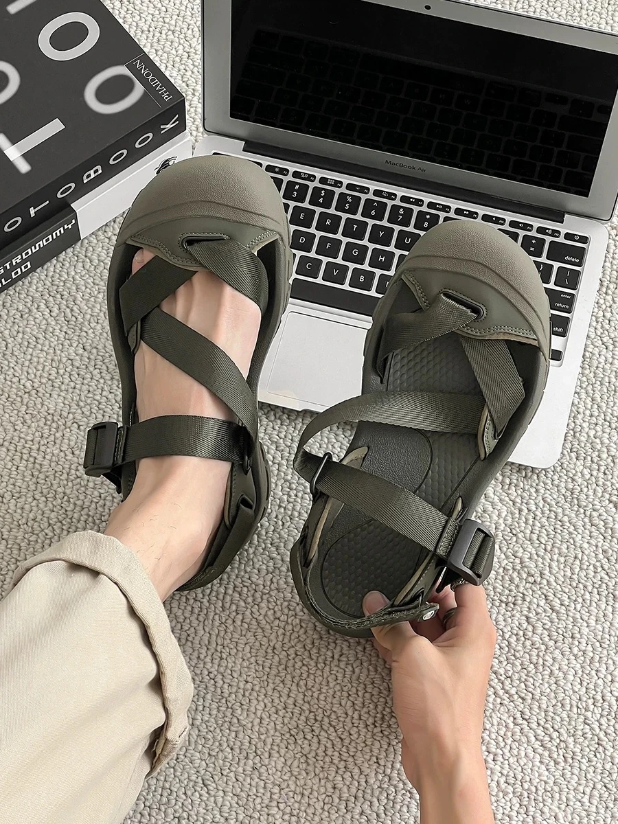 

Летние уличные сандалии для пар, водонепроницаемые, дышащие, пляжные, повседневные, с тканевым верхом и толстой резиновой подошвой