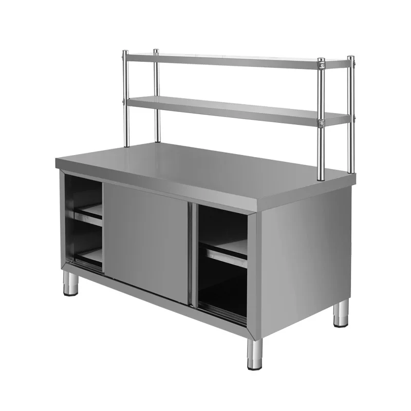 

Stainless Steel Sliding Door Workbench, Kitchen Special Console, Vegetable Cutting Table, Ramen Chopping Board Cabinet,