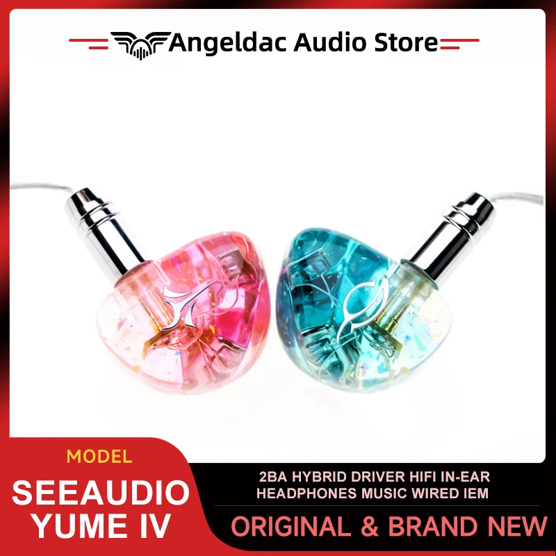 SeeAudio Yume IV 2BA Hybrid Driver Hifi In-Ear Headphones Music IEM Wired Earphones 2pin 3.5mm Detachable Cable