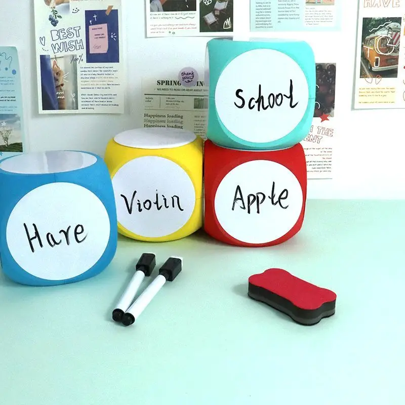 4x4 Inch Dry Erase Cube Multipurpose White Boards Dice Cube Educational Dice Write on Wipe Off Dry Erase Block Cube Dice