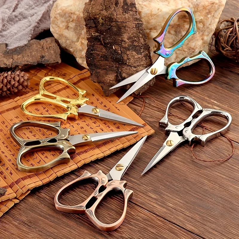 1PCS Stainless Steel Cross Embroidery Small Scissors Pointed Tea Scissors for Handmade Paper Cuttings Stationery Office Use