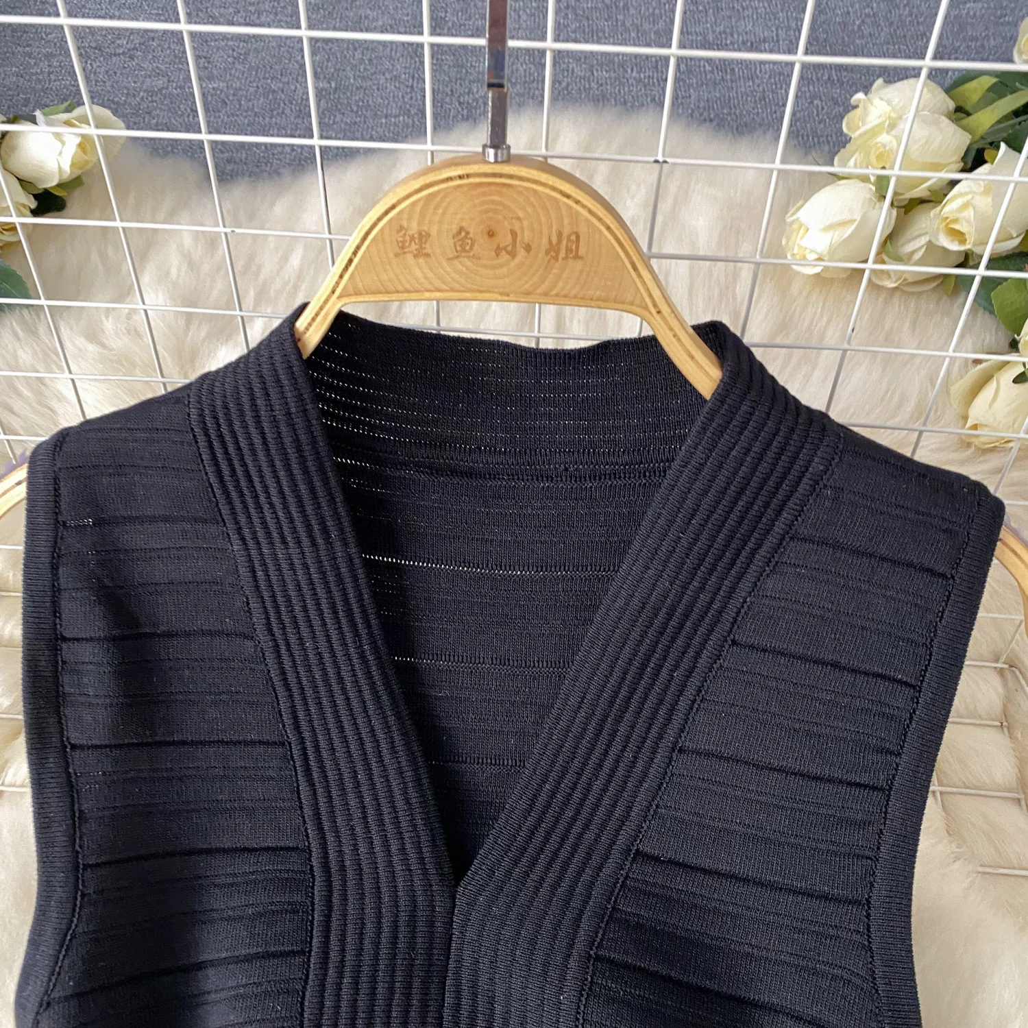 Summer New Bodycon Basic Women Knitting Dress Sleeveless V Neck Tank Ladies Elastic Waist Solid Streetwear Dresses