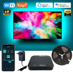 Ambient TV Led Backlight Fancy HDMI Device Sync Box Kit 4K Wifi Alexa Google Voice App Control And Light Bar For 40-120 Inch TV