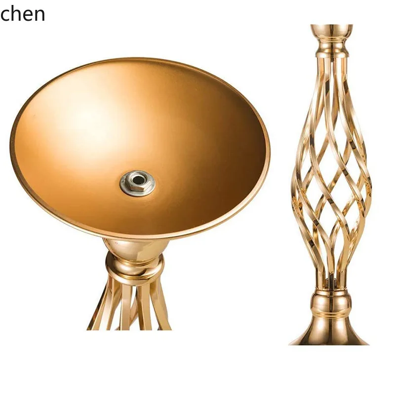 Hxl gold iron electroplated twisted candlestick wedding banquet hall decoration flower stand
