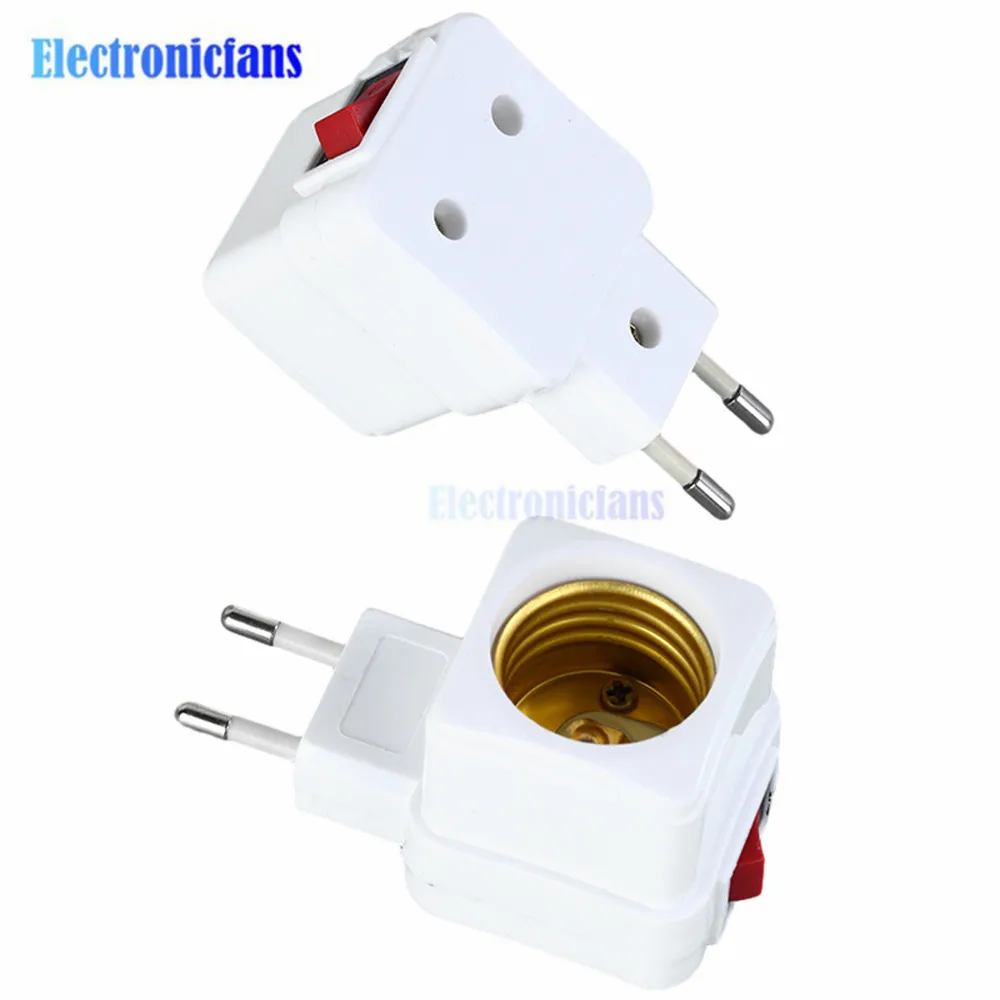 Lâmpada de luz LED Lâmpadas Socket Base, EU Plug Adapter, ON e OFF Switch, E27