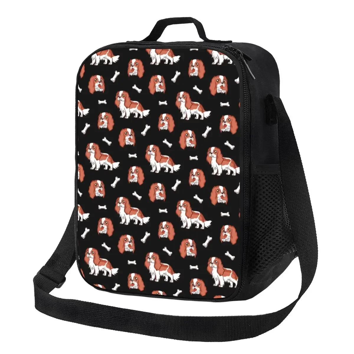 Custom Cartoon Cavalier King Charles Spaniel Lunch Bag Men Women Warm Cooler Insulated Lunch Box for Student School