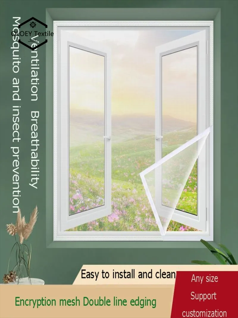 

Home self-adhesive window screen white overall curtain encrypted mosquito and insect proof customizable size easy to install