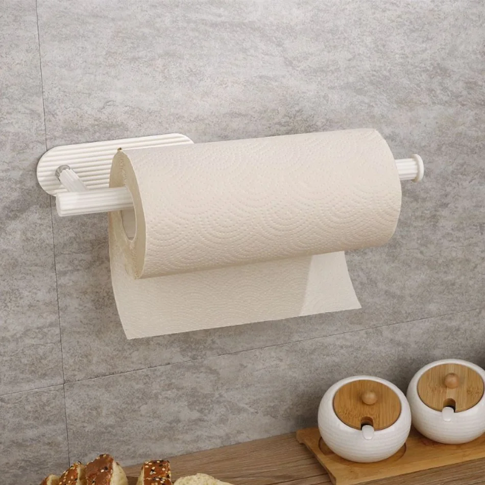 Adhesive Paper Holder ABS for Kitchen Toilet Bathroom Black White Wall Mounted Paper Towel Roll Rack Tissue Storage Holders