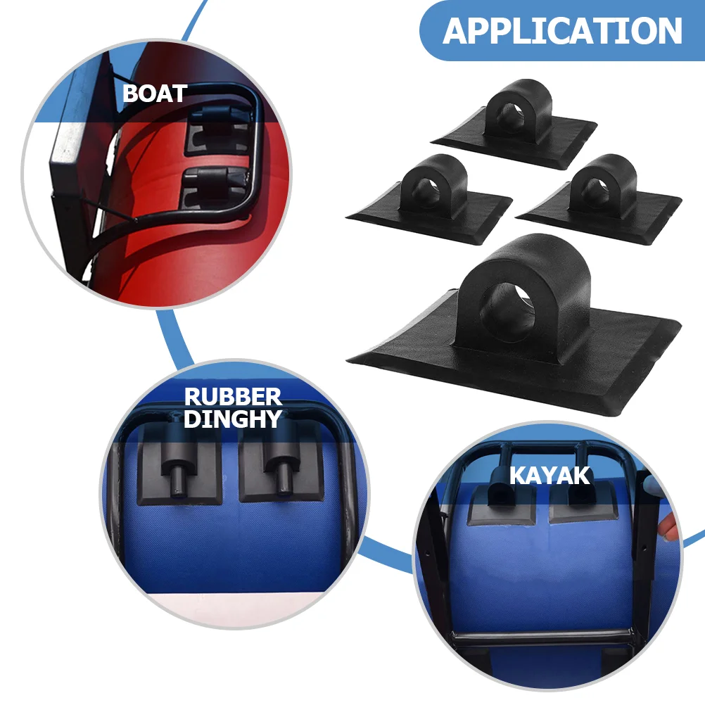 4 ชิ้นมอเตอร์วงเล็บหัวเข็มขัดสแควร์เรือ Kayak Supply Stand Holder Mount Fixing คลิปสีดํา