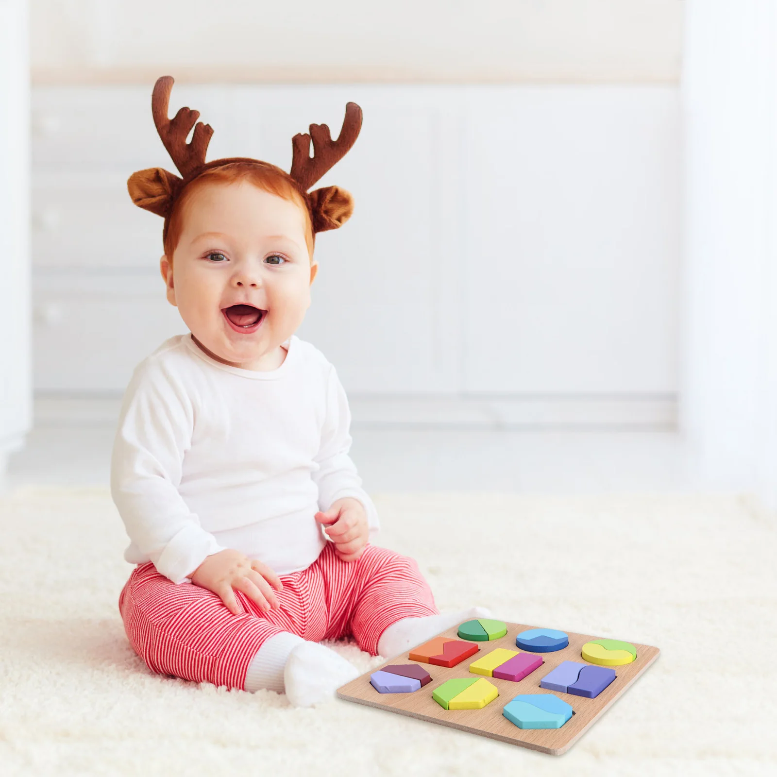 1 set 1 Set Puzzle a forma di legno Gioco di abbinamento per bambini Matematica educativa per i più piccoli Sviluppo cognitivo Blocchi puzzle per bambini