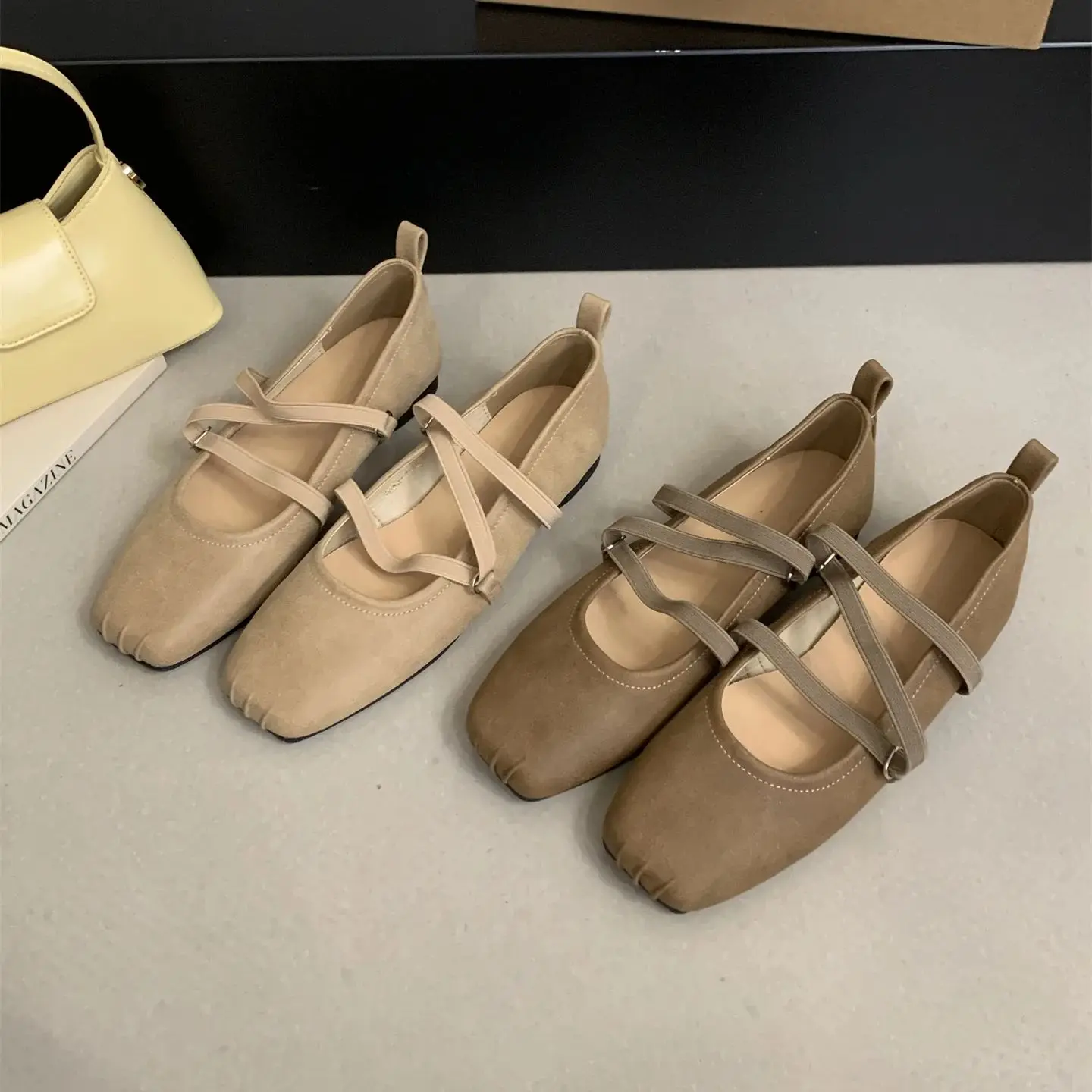 

Fashion Shallow Women Ballet Flats Dance Shoes Casual Female Soft Footwear lady Fashion Elastic Band Women Flats Slip On Shoes