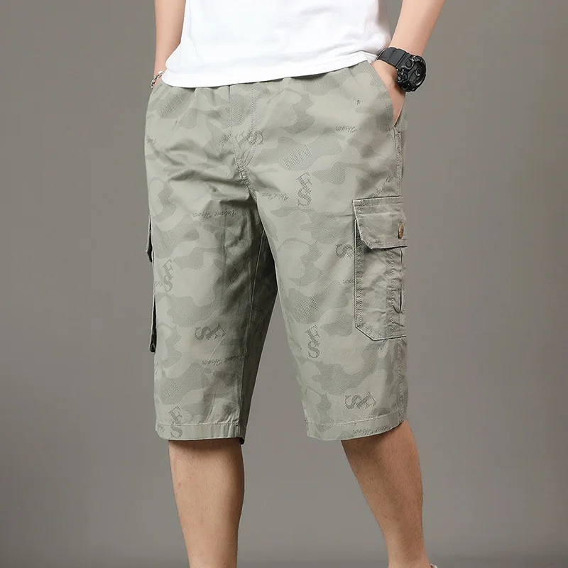 

Summer New Men's Busin Casual Workwear orts Multiple kets Large Size Seven-Quarter Length Camouflage Pure Cotton orts