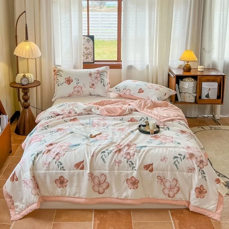 لحاف صيفي أساسي 2025 مضاد للبكتيريا بطبقة مزدوجة من ألياف فول الصويا شيا ليانغ لحاف مكيف الهواء طقم مكون من أربع قطع #6