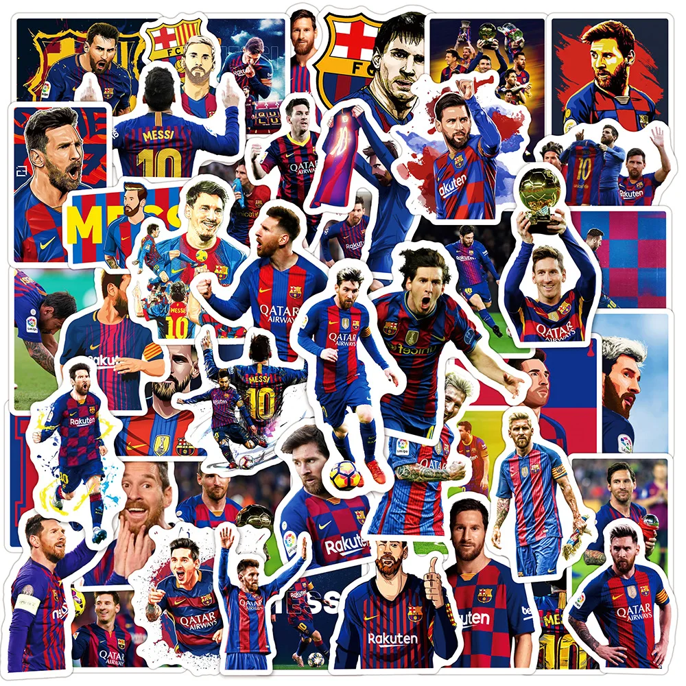 50pcs Football Star Lionel Messi GOAT Series Graffiti Stickers Suitable For Helmet Desktop Wall Decoration DIY Stickers