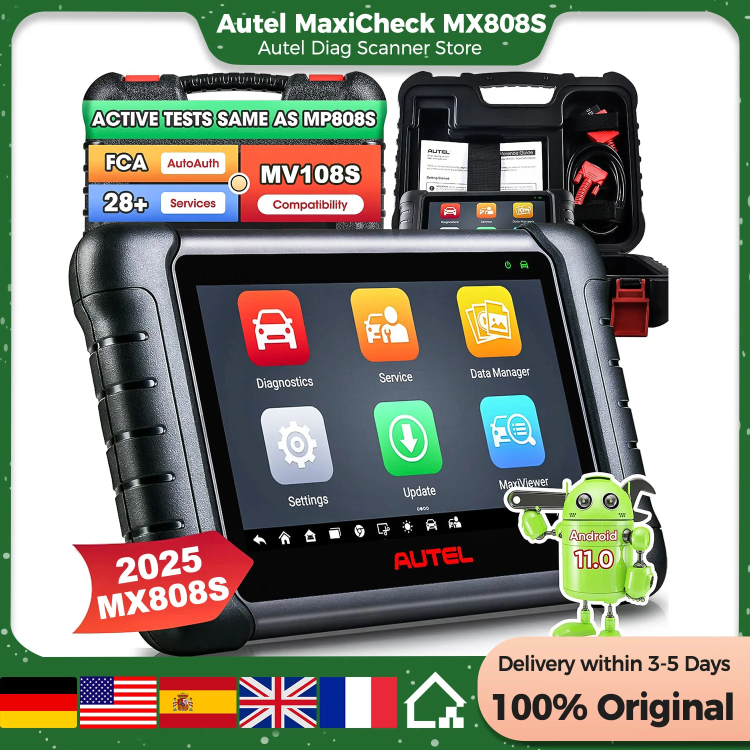 Autel MaxiCheck MX808S OBD2 Scanner Bi-directional Control Scan Tool, 28+ Services, All System Diagnostic Same as MK808S