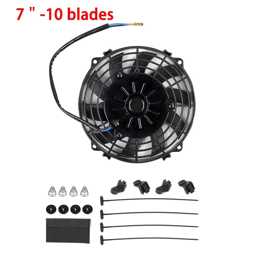 Universele 7/9/10/12/14/16 Inch 12V 80W 2100RPM Auto airconditioning Elektronische Radiator Koelventilator Blade Elektrische Cool Kit