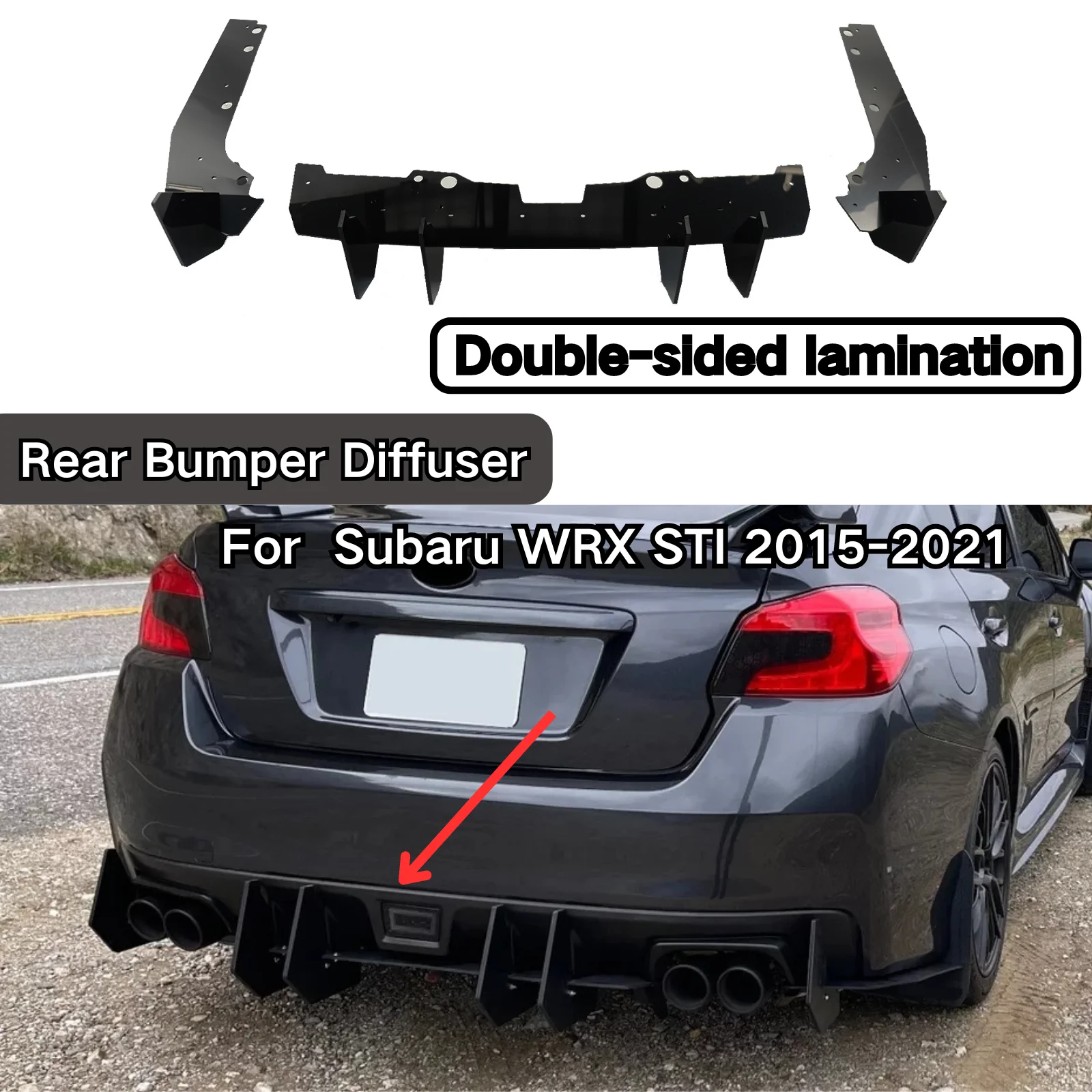 Rear Splitter Diffuser Bumper Lip Spats Winglet Aprons For Subaru WRX STI 2015-2021 G4 Style Body Kit Car Accessories Spoiler