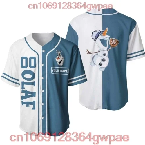 男性と女性のための冷凍野球ジャージ,カスタマイズされた名前の半袖ジャージ,ディズニー,カジュアル,スポーツシャツ