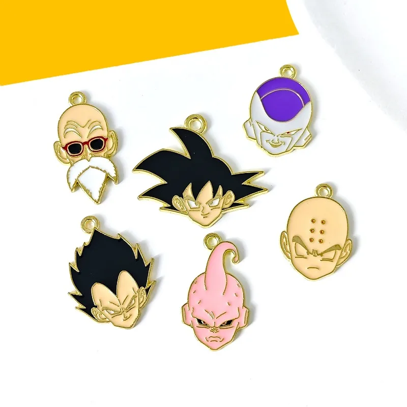 10pcs Dragon Ball Son Goku Boy Alloy DIY Keychain Anime Character Children's Homemade Pendant Accessories Pendant Birthday Gift