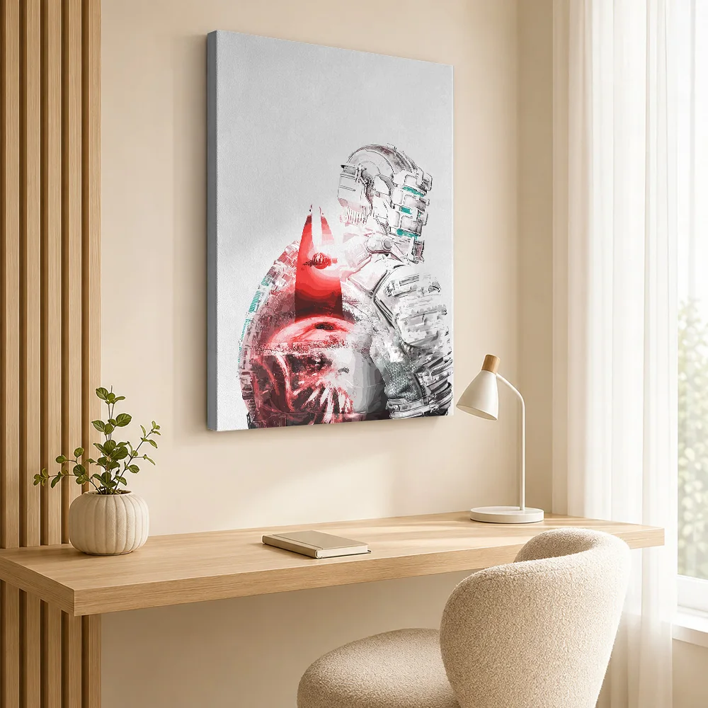 Dead Space Isaac Clarke Canvas Print Customized Photo Minimalist Ink Illustration Wall Art For Computer Room Gaming Fan Gift