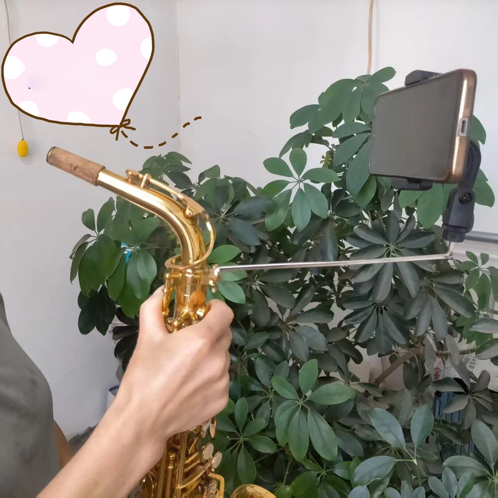 Portable Saxophone Phone Stand With Music Clip Adjustable For Alto Sax Trumpet Mobile Phone Holder For Musician Concert