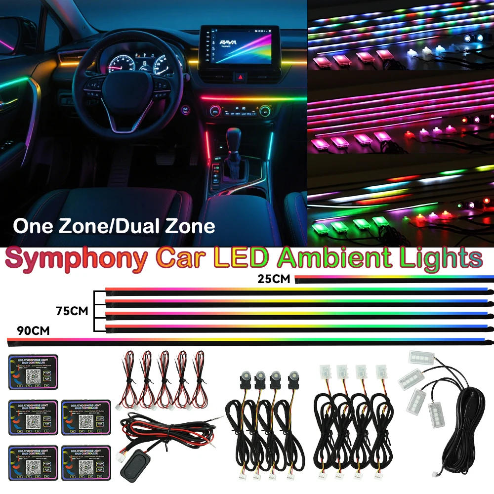 

Neon 18in1 Symphony Car Ambient Lights RGB Car Interior Acrylic Light Guide Fiber Optic 6/10in1 Car Decoration Atmosphere Lights
