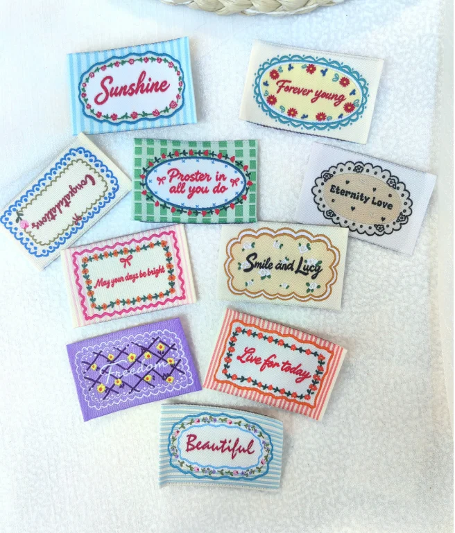 French Country Floral Wreath Fabric Labels for Clothing Children's Dresses Socks Rural Ins Printed Patches