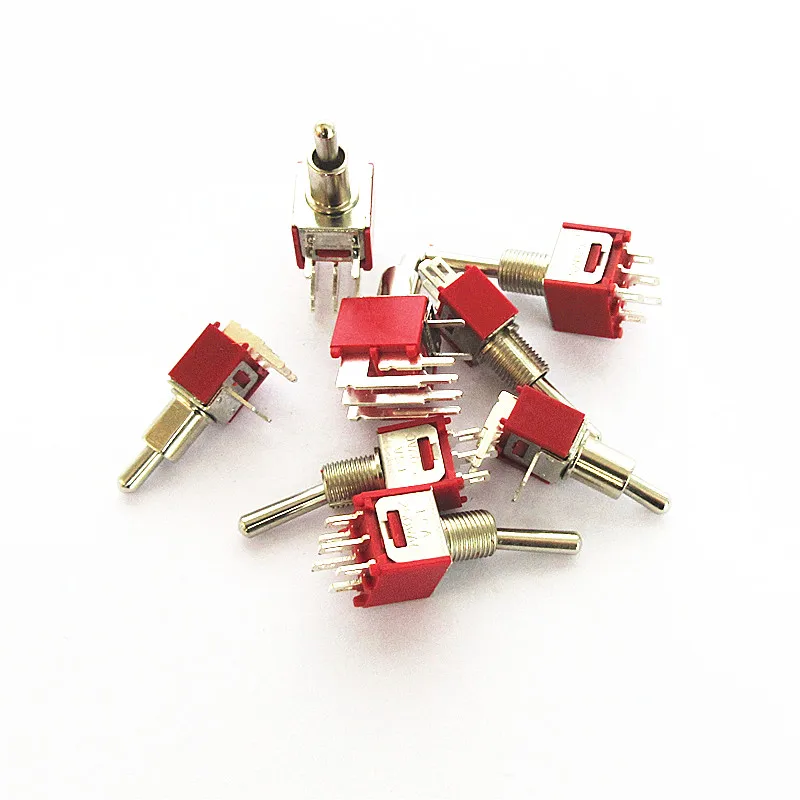 5MM toggle switch SMTS-102C4, 3-pin/6-pin, 2-position, with bend test pin, 1.5A