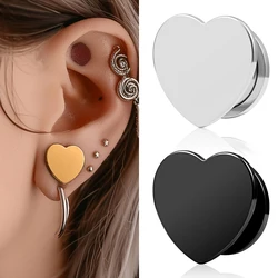 Vanku 2PCS Elegant Heart Ear Gauges Plugs Tunnels Stretcher 316L Stainless Steel Wedding Ears Expander Piercing Body Jewelry