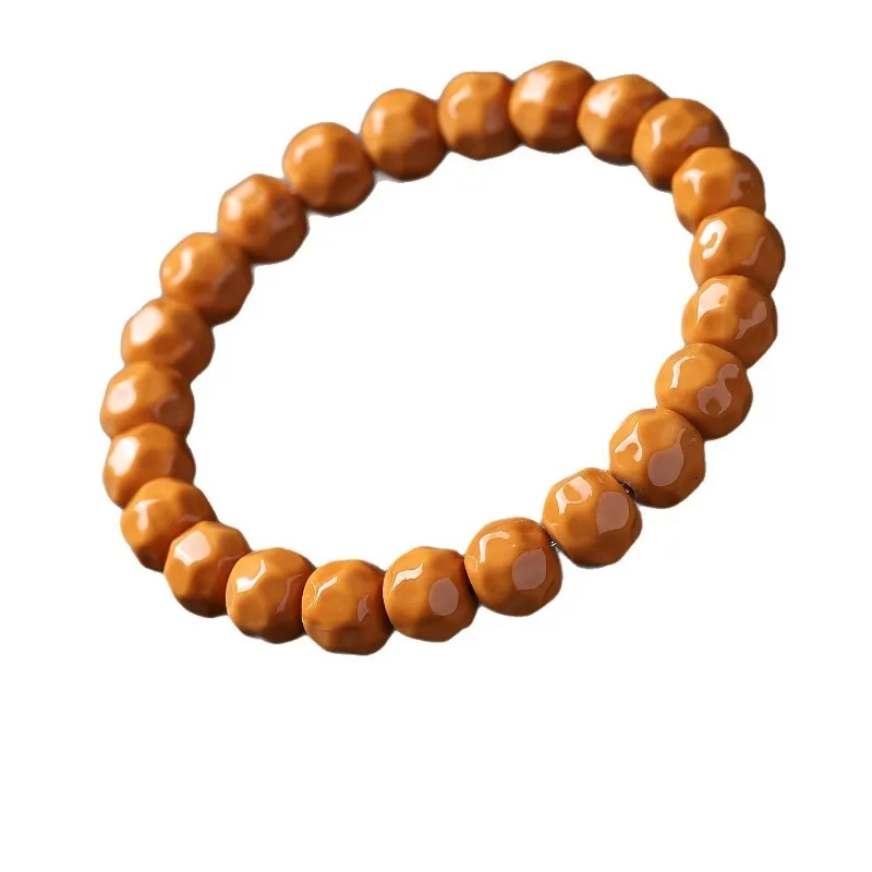 Small Deep Pit Monkey Head Cheese Carved Hexagonal Walnut Single Loop Prayer Bead Bracelet for Men Gifts