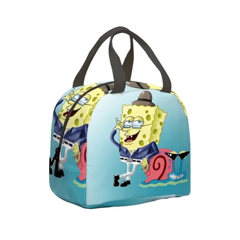 SpongeBob Large Capacity Cooler Bag Portable Zipper Thermal Lunch Bags Insulated Freezer Bag Camping Picnic Bag Anime Cute