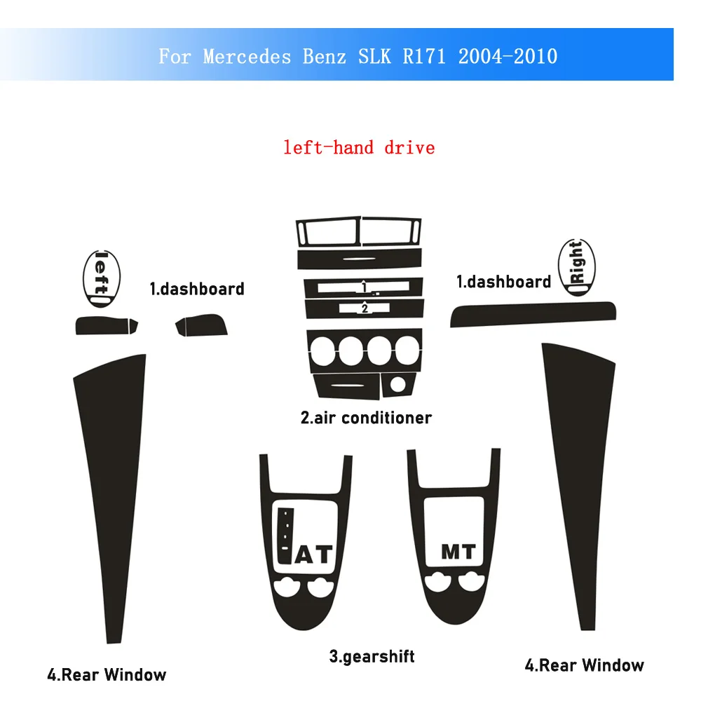 

Carbon Fiber For Mercedes Benz SLK R171 04-10 Car Film Interior Sticker Center Console Gear Dashboard Air Door Handle Lift Panel